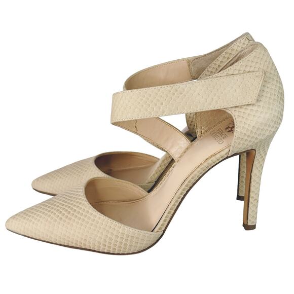 Vince Camuto Carlotte Pointed Toe Leather D'Orsay Pump High Heel Beige Cream 9.5 - Picture 1 of 8